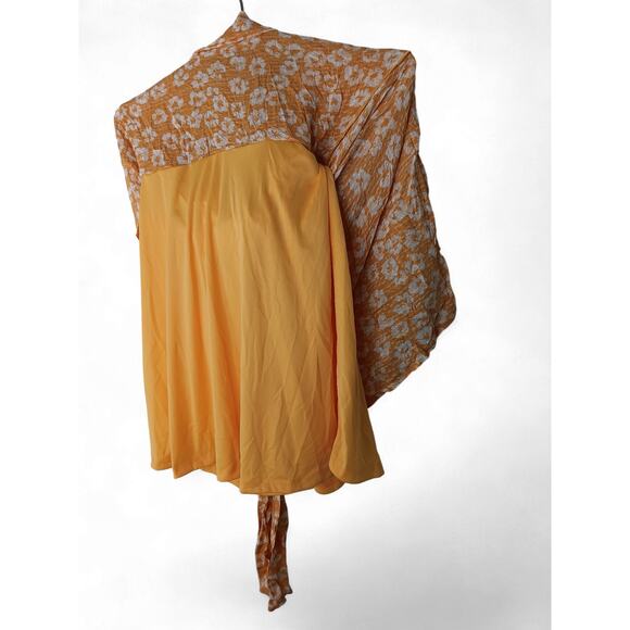 Lulus Floral Tie Back Mini Dress Yellow White V Neck Short Sleeve Size M - Picture 11 of 14